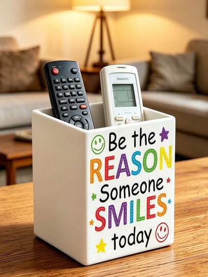 "Be The Reason Someone Smiles Today" Rainbow Inspirational Quote Multi-Functional Storage Box, Desktop Organizer, Can Hold Makeup Brushes, Pens, Remote Controls, Utensils And Small Items, Suitable For Bathroom, Kitchen, Office, Bedroom, Living Room, RV Compact Space-Saving Storage, Home Essential, Gift For Her, Birthday Gift, Back To School, Teacher's Day Gift