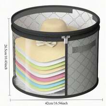 1 pièce Seau de rangement pour chapeau rond, sac de rangement pour chapeau transparent pliable avec fermeture éclair anti-poussière, portable unisexe, convient aux chapeaux à larges bords et aux chapeaux de cowboy, boîte de rangement pour chapeau, porte-chapeau, rangement de placard, boîte de rangement pour chapeau - Multicolore - Voir 12
