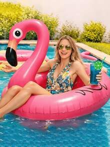 1pc PVC Inflatable Flamingo Swim Ring, Large Adult Water Floating Seat - Multicolor - View 9