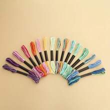 16 Colors Polyester Embroidery Thread Set - Vibrant Rainbow Cross Stitch Thread, 100% Polyester Fiber, Perfect For DIY Bracelet Making And Craft Projects - 16pcs Embroidery Thread Set - View 2