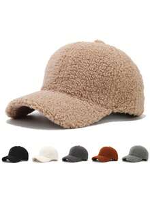 1pc Women's Autumn/Winter Solid Color Plush Baseball Cap, Fashionable Versatile Windproof Warm Baseball Cap Suitable For Daily Wear - Multicolor - View 10