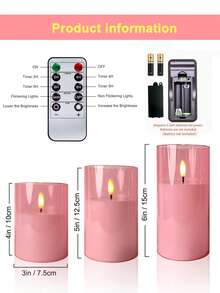 6件組無焰蠟燭燈，附定時遙控器，電池供電，適用於居家、萬聖節、聖誕節、情人節、母親節、生日、禮物、求婚、婚禮、派對、節慶 - 粉紅色-暖光 - 查看 11