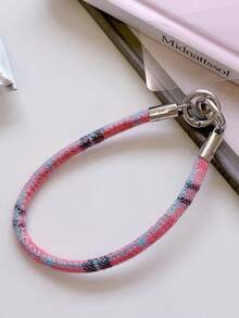 1pc Creative Color Block Plaid Short Colorful Camera Lanyard Phone Lanyard - Multicolor - View 2