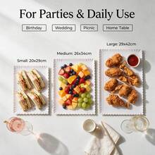 5pcs White Rectangular Cake Trays, Heavy Duty Cardboard Trays, Oil-Resistant Wavy Edge Cake Base, Dessert Table Serving Platters, For Cupcake Display Decoration, Suitable For Birthday Party, Wedding, Catering - White - View 9