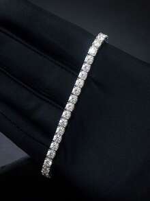 1pc Women's Fashion 4.0mm Tennis Chain Inlaid With 5A Grade Zirconia, Thick White K1 Micron Plated, Suitable For Daily Wear Jewelry - Fashion Tennis Bracelet - View 6