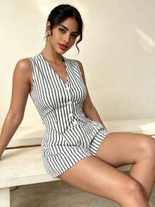 Women Two-Piece Outfits - Black and White - View 7