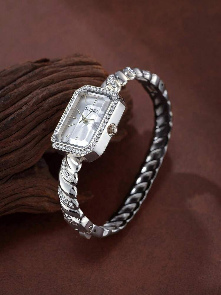 1pc Women's Vintage Luxury Casual Artistic Personalized Watch Suitable For Daily Wear - Silver - View 4