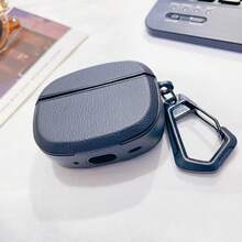 1pc Popular Business Style Black Leather Texture Portable Earphone Case - Black - View 2