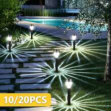 20/10-Piece Solar Wall Light Outdoor Waterproof Garden Lighting With Night Automatic Sensing, Suitable For Corridors, Fences, Gardens, Terraces, And Winter Thanksgiving Christmas Party Holiday Decorations,200mah - 白光 - 查看 1