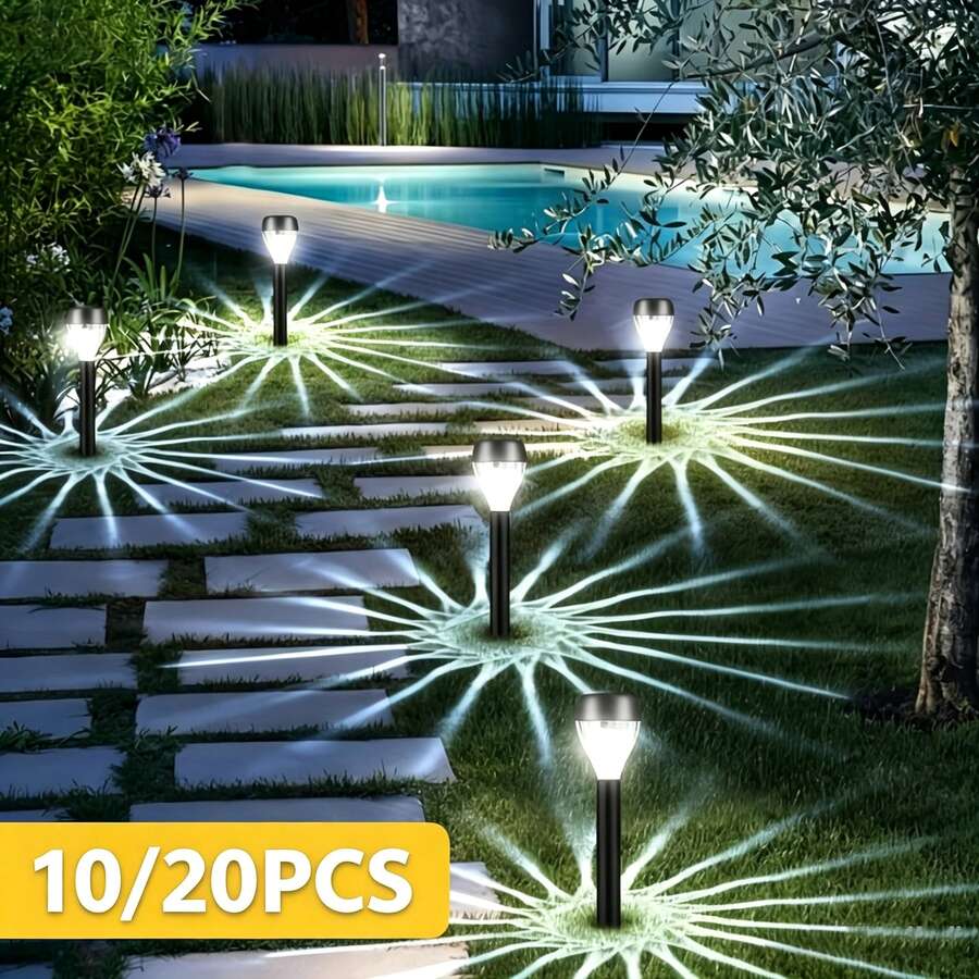 20/10-Piece Solar Wall Light Outdoor Waterproof Garden Lighting With Night Automatic Sensing, Suitable For Corridors, Fences, Gardens, Terraces, And Winter Thanksgiving Christmas Party Holiday Decorations,200mah - 白光 - 查看 1