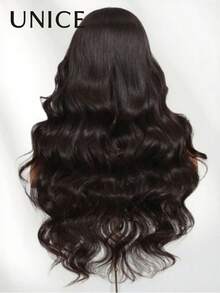 UNice 7x5 Genuine Leather Scalp Drawstring Wavy Human Hair Wig, Suitable For All Skin Tones, 150% Density, Pre-Plucked Hairline, Pre-Trimmed, Bleached Knots, Ready To Wear, Suitable For Women Beginners - Natural Black - View 9