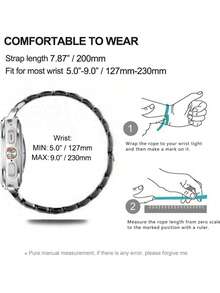 Galaxy Watch 9/8 手錶錶帶 + 錶殼，1件女款珠寶亮鑽金屬正裝錶帶 + 1件亮面錶殼（不含螢幕保護貼），適用 Galaxy Watch 9/8 Classic 46mm，可調節替換錶帶配件，運動錶帶，中性款，兼容 Galaxy Watch 9/8 40mm 44mm - 黑色+殼黑 - 查看 4