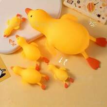 1pc Cute Yellow Duck Squeeze Stress Relief Toy, Soft Cartoon Animal Finger Toy For Kids, Classroom Reward, Birthday Party Favor For Boys And Girls, Novel Sensory Game Gift, Squeeze Toy/Soft Squeeze Toy/Stress Relief Squeeze - Multicolor - View 4