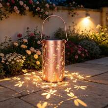 Outdoor Solar Garden Decorative Lantern, Hollow Dragonfly Pattern Table Lamp, Romantic Dragonfly Projection Light, Suitable For Yard Lawn Path Outdoor Table Balcony Decoration Atmosphere Light - Dragonfly Lantern - View 2