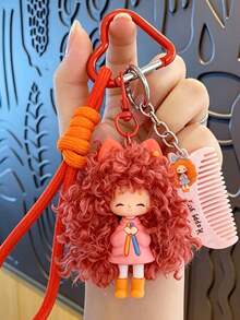 1/2/4pcs Cartoon Cool And Edgy Frizzy Keychain Pendant, Women's Bag Charm, Small Gift Keyring, Car Key Decoration, Pendant Accessory - Cute - View 13
