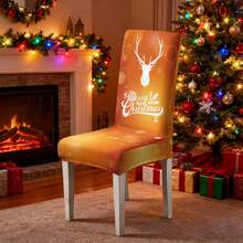 1/2/4/6pcs Printed Positioned Cartoon Chair Covers, Modern Daily Use For Living Room, Bedroom, Dining Room, Suitable For Christmas Chair Covers - Multicolor - View 6
