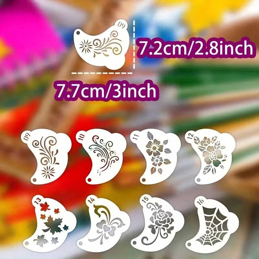 16pcs Reusable Face Paint Stencils Set, Masquerade Halloween Party Cosplay Stage Performance Face Makeup Stencils - Face Paint Stencil - View 1