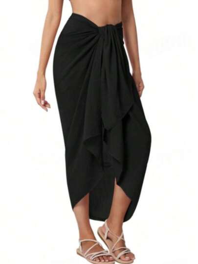 Women's Chiffon Beach Apron Swimwear Cover-Up, Sheer Bikini Wrap Skirt, Beach Accessory