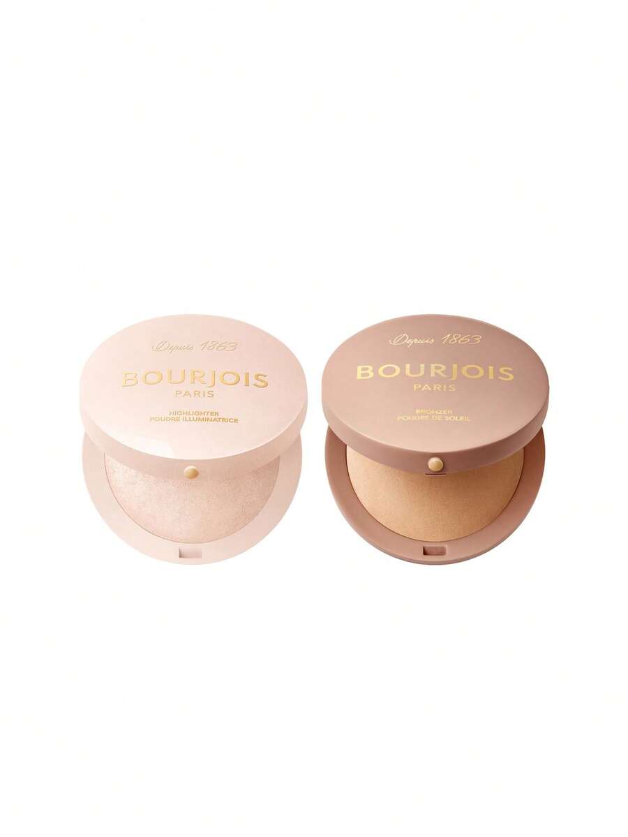 Bourjois [Bundle] Maxi Round Pot Highlighter 003 Champagne 7 G + Maxi Round Pot Bronzer 001 Light Medium 7 G - 003 Champagne+001 Light Medium - View 1