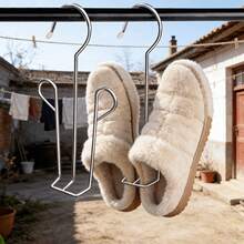 1pc Outdoor Drying Rack, Hanging Shoe Rack, Space-Saving Windproof Design, Non-Slip Rubber Tips & Rust-Resistant Clips Suitable For Sneakers, Boots, Laundry - Indoor/Outdoor Use, Multi-Functional Hook Design, Efficient Drainage, Shoe Drying Rack - Silver - View 3