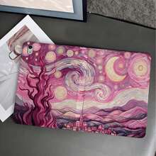 1pc Starry Sky Oil Painting Tablet Protective Case With Pen Slot, Compatible With IPad 10th Gen Smart Case/Air 13(M3 2025)/Air 11/11(A16 2025), Compatible With OPPO Pad, Compatible With Huawei MatePad, Compatible With Vivo Pad, Compatible With Honor Pad, Compatible With Xiaoxin Pad - Multicolor - View 2