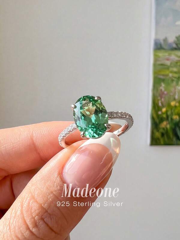 MADEONE خاتم فضة إسترليني عيار 925 بشكل بيضة فاخر مرصع بالماس، مناسب للتناسق اليومي للنساء، هدية خطوبة، زينة كرة، هدية للحبيبة