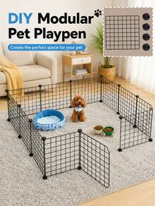 DIY Metal Wire Pet Fence, Cat Isolation Gate And Dog Fence/Barrier; Freely Configurable Modular Metal Mesh Panels (Suitable For Cats, Hamsters Or Rabbits), Can Be Used As Isolation Fence Or Pet Safety Barrier - Multicolor - View 5