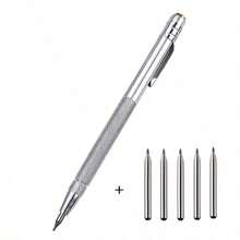 1pc Scribing Pen + 5pcs Replacement Tips Strong Magnetic Tungsten Steel Scribing Pen Suitable For Ceramic, Tile, Glass, Etc. - A - View 6