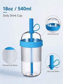 18oz/540ml 大容量便攜式可重複使用旅行杯，適用於居家、辦公室、戶外運動；必備旅行飲水杯，適合學生與成人，實用且時尚，適用於冷熱飲 - 彩色 - 查看 8