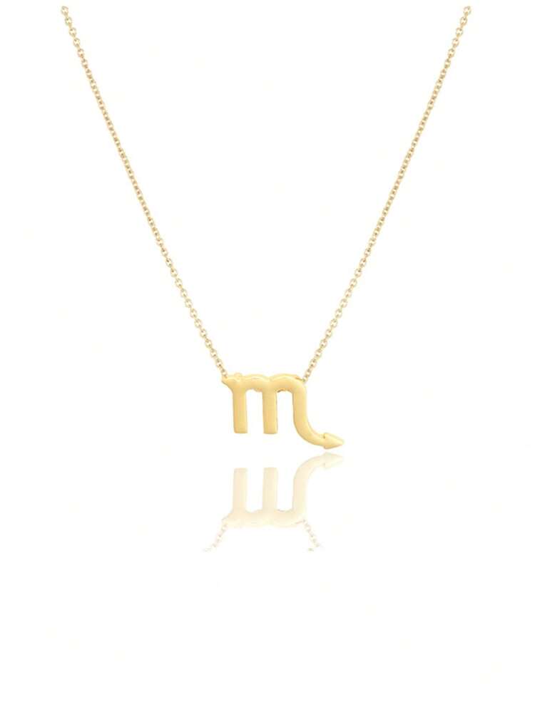 1pc 12 Zodiac Sign Symbol Pendant Necklace, Women's Gold-Plated Clavicle Chain, Birthday Gift For Girlfriend, Best Friend - Yellow Gold - View 5
