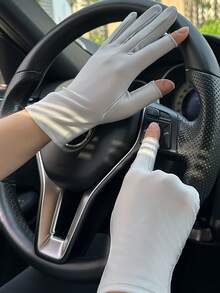 Ice Silk Two-Finger Women's Sun Protection Gloves, UV Protection, Thin Breathable Non-Stuffy, Touchscreen Compatible, Anti-Slip, For Driving, Cycling, Outdoor Fishing, Summer Cooling Hand Protection - Multicolor - View 8