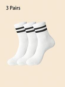 6 Pairs Unisex Striped Casual Mid-Calf Socks, Gift For Boyfriend, 1/3/6 Pairs - Set a - View 16