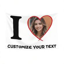 1件客製化「I Love」主題花園旗幟－可添加自訂圖片與文字－適用於生日、婚禮、父親節、母親節、情人節、聖誕節、居家裝飾－亦可客製掛毯、花園旗、客製橫幅 - 客製化「我愛」主題花園旗-款式二 - 查看 12