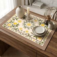 1 pieza Tapete de secado de platos, tapete para cafetera, tapete de secado de platos con patrón elegante vintage de rama de limón, tapete absorbente y a prueba de humedad para encimera de cocina, tapete práctico para uso diario en el hogar, adecuado para uso en cocina y comedor, tapete absorbente multiusos para escritorio, tapete de protección para escritorio de habitación, regalo festivo, decoración de cocina - XYLSD745 - Ver 4