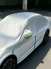 1件裝汽車半蓋式擋風玻璃遮陽簾，四季通用防紫外線隔熱全窗反光鋁膜遮陽簾，易安裝易拆卸 - A - 查看 4