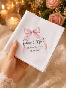 客製化字母手帕 情人節字母手帕 客製化蝴蝶結婚禮手帕 個性化手帕 粉色婚禮禮物 - 彩色 - 查看 5