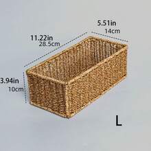 1 hộp lưu trữ hình chữ nhật đan thủ công giả mây, giỏ lưu trữ, giỏ đựng đồ linh tinh để bàn - Nhiều màu - Xem 12