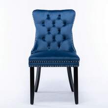 Nikki Collection Modern, High-End Tufted Solid Wood Contemporary Velvet Upholstered Dining Chair With Wood Legs Nailhead Trim 2-Pcs Set, Blue, DE2001BL - Blue - View 2