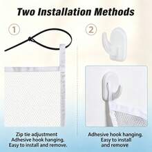 1pc Poolside Mesh Storage Bag With Adjustable Zipper Tie, Ground Pool Float Storage Net, Floating Storage Hanging Bag For Pool Accessories And Beach Balls - 1pc Bag + 2 Hooks + 2 Cable Ties - View 8