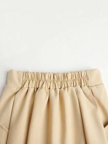 Rok Seragam Sekolah Anak Perempuan Remaja Nyaman, Rok A-Line Twill dengan Saku, Gaya Kampus Serbaguna - Khaki - View 4