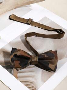 Men's Camouflage Jacquard Pre-Tied Bow Tie, Adjustable Tie, Suitable For Wedding, Party, Daily Suit Wear - Multicolor - View 2