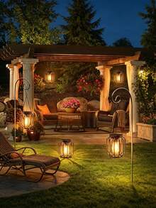 Solar Powered Hanging Lantern Light, Outdoor Hanging Solar Light, Metal Lampshade Material, Suitable For Outdoor, Garden, Patio, Halloween And Christmas Holiday Decoration Light. - Cylindrical Pumpkin Lantern - View 7