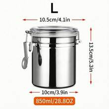1pc Stainless Steel Airtight Coffee Canister With Clear Lid, Coffee Bean, Ground Coffee, Tea, Sugar & Dry Food Storage Container For Kitchen Pantry Countertop - View 16