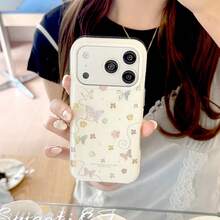 1PC Premium Laser Foil Texture Colorful Butterfly & Flower 17 Pro Max / 16 Pro / 15 Pro Max / 14 Pro Phone Case, New Girly Full Edge Anti-Drop Protective Cover - Multicolor - View 3