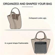 Felt Bag Organizer Insert Compatible With Picotin 22 18 Handbag, High-Quality Large Capacity Inner Bag - Light Grey - View 3