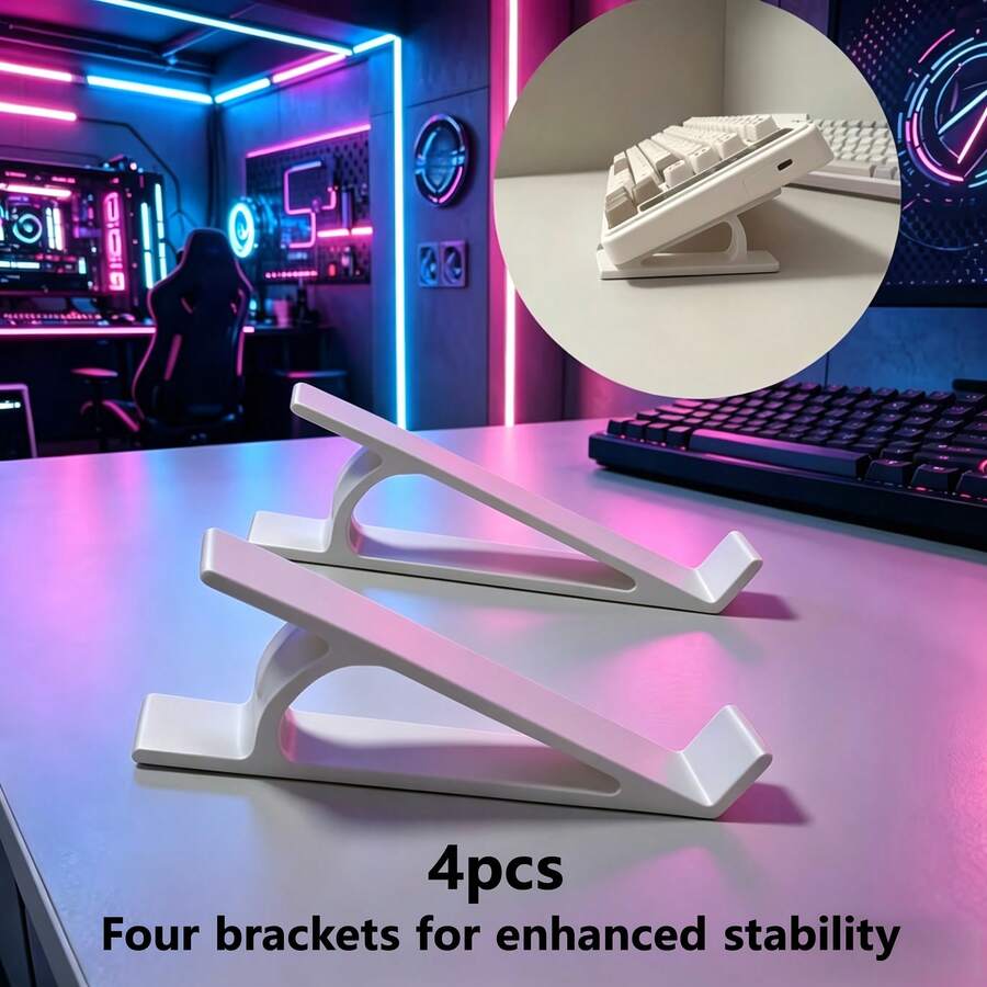 4PCS Desktop Keyboard Riser Stands, Non-Slip Ergonomic Keyboard Lift & Space-Saving Desk Organizer For Most Standard Mechanical, Office & Gaming Keyboards, Back To School, Dorm Desk, College Essentials, Home Office, Gaming Setup, Labor Day
