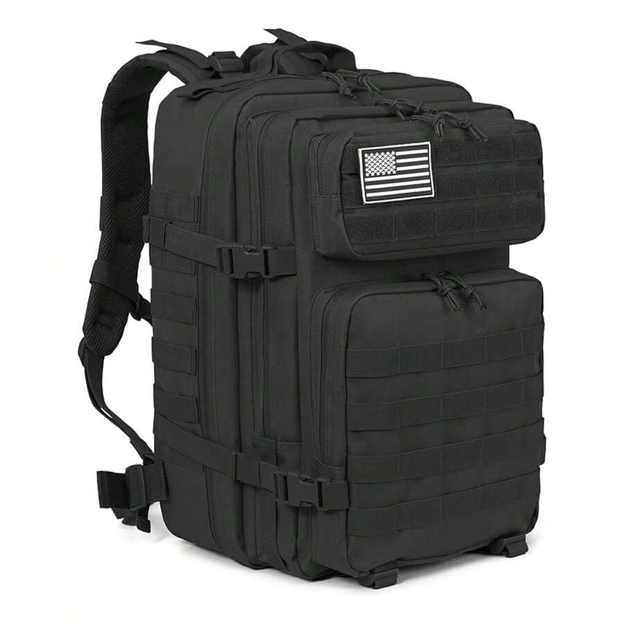 Dam Military Tactical Backpack Of 45 Liters With High-Capacity And Waterproof Molle System. Perfect For Emergencies, Hunting Days, Hiking, And Camping. - Black - 查看 1