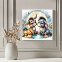 1PC | 5D DIY Diamond Painting | Cute Little Donkey Pattern Diamond Painting Kit, Round Full Drill Mosaic Craft Set, High Definition Art Diamond Painting, Focus And Relax Through DIY, Suitable For Living Room, Bedroom, Office Wall Decoration, Surprise Holiday Home Decor Gift For Family And Friends, Unframed - round diamond - View 3