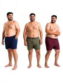 Kit 3 Cuecas Boxer Samba Canção Plus Size em Liganete em 4 Costuras Short Extra Grande Masculino Adulto Confortável - Multicolorido - Visão 6