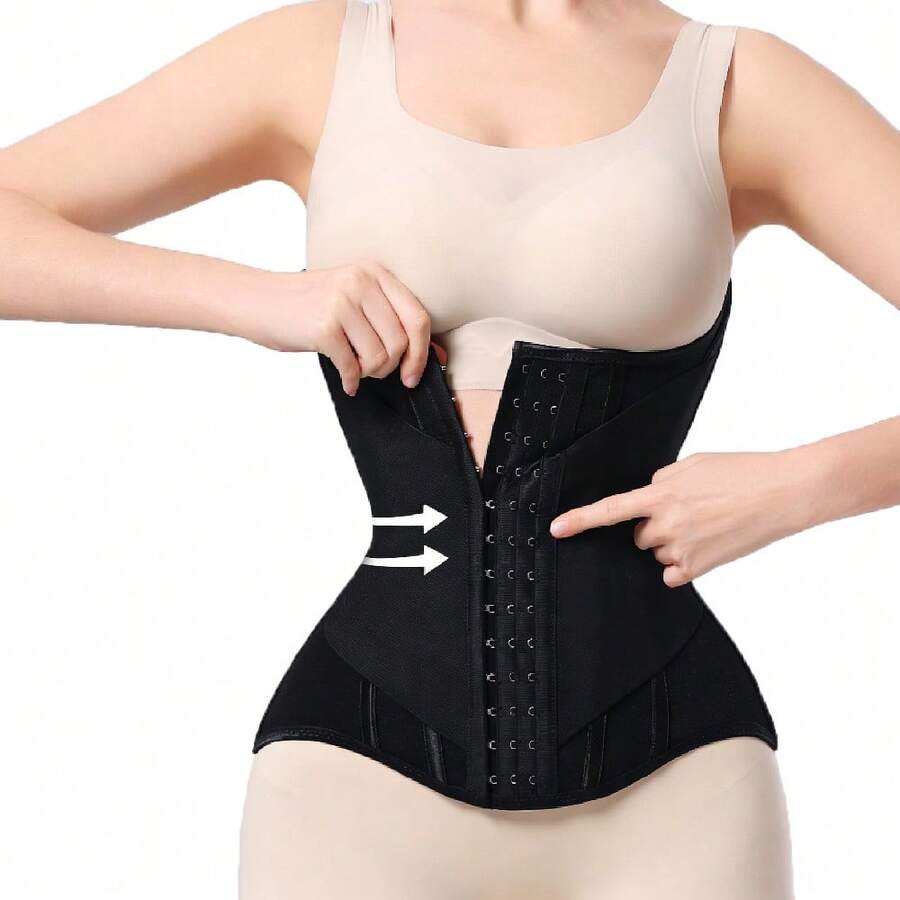 1pc Women's Tight Waist Trainer Corset, Original Colombian Waist Cincher, Abdominal Compression Shaping Corset - Black - View 1